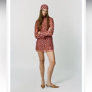 Zara printed organza sheer mini dress size medium